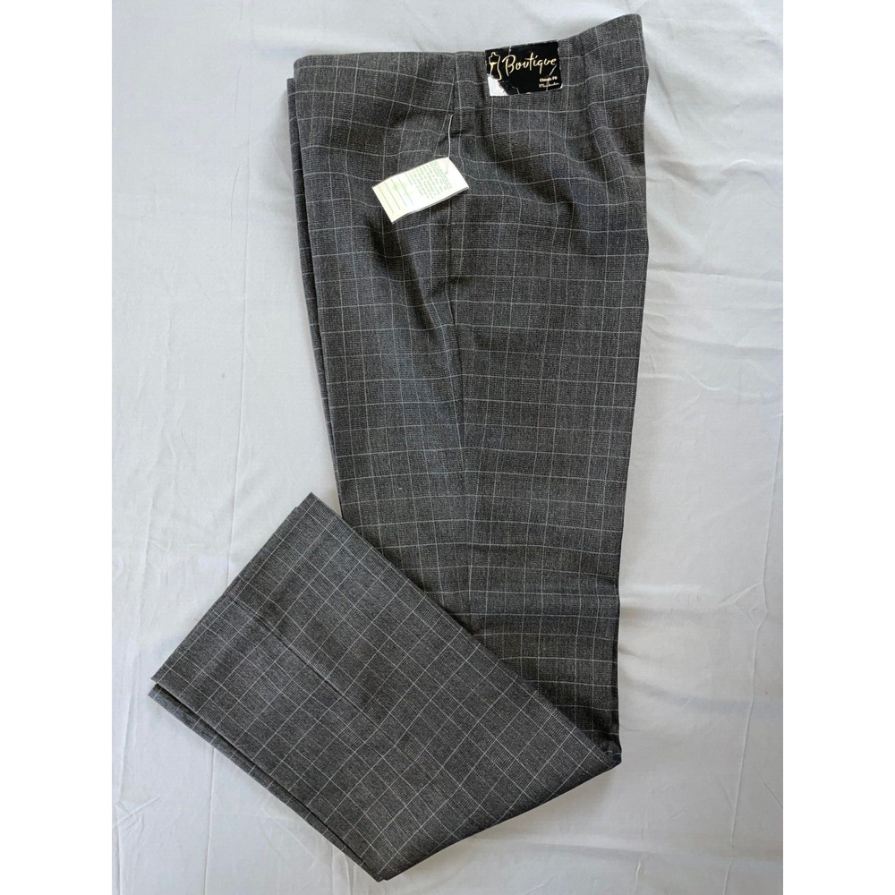 Mainbocher Boutique Classic Fit Stretch Trouser Pants. Gray Check, 6. NWT $94!!
